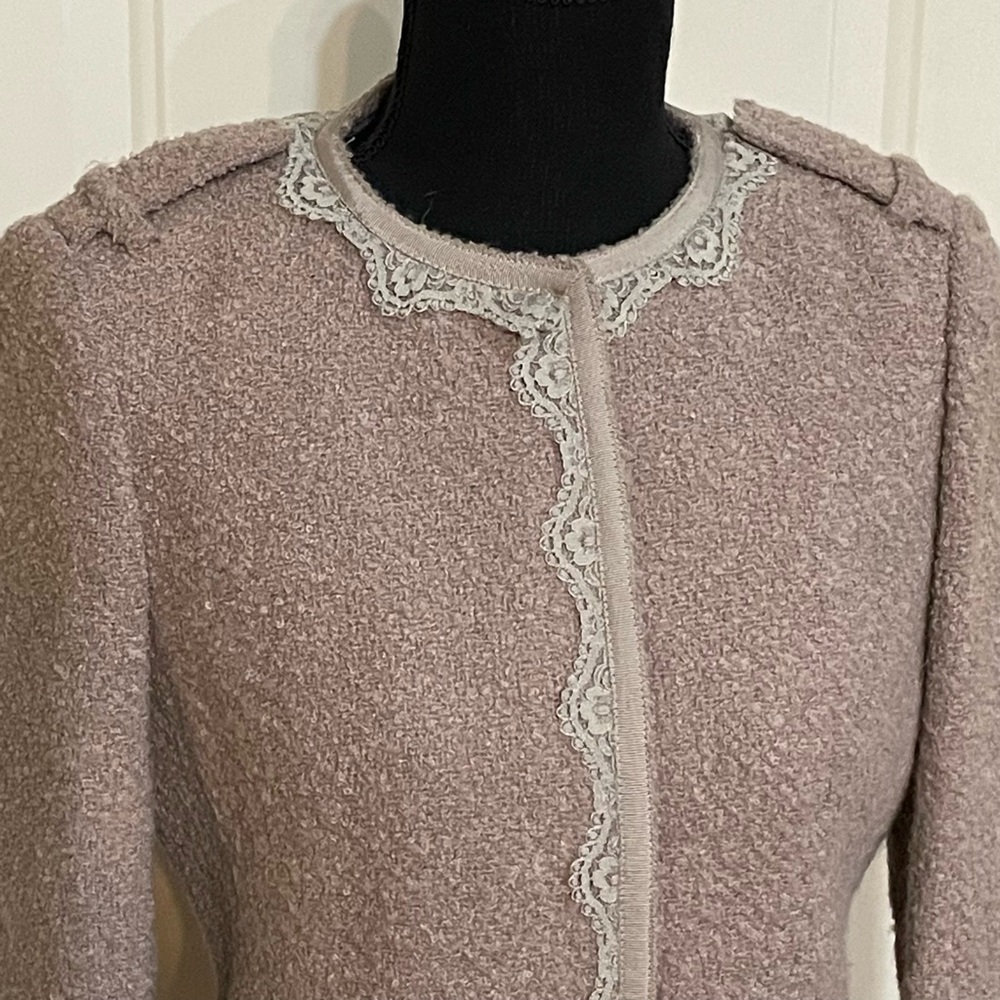 Banana Republic Lace Trim Mauve Wool Blend Blazer Jacket Women's Sz 2 - Picture 4 of 13
